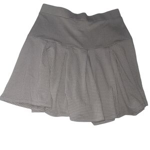 Urban Romantics Tan and White Small Checkered Pleated Mini Skirt S